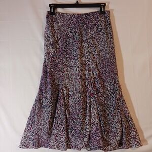 East 5th Women's Purple Print Fully Lined Fit‎ and Flare Skirt Sz M
